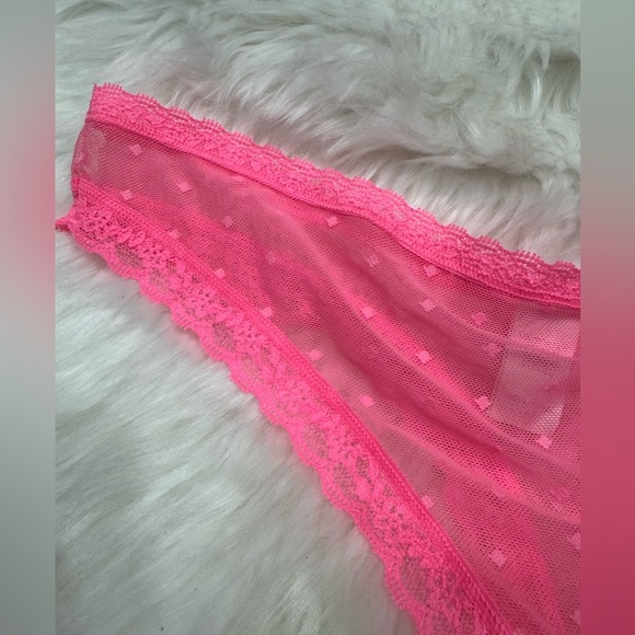 Rare Vintage Victorias Secret Neon Pink Mesh Thong - Picture 3 of 7